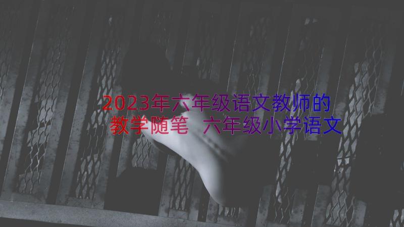 2023年六年级语文教师的教学随笔 六年级小学语文教师教学随笔(优秀15篇)