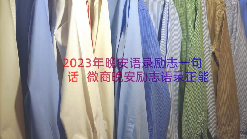 2023年晚安语录励志一句话 微商晚安励志语录正能量句子经典(大全8篇)