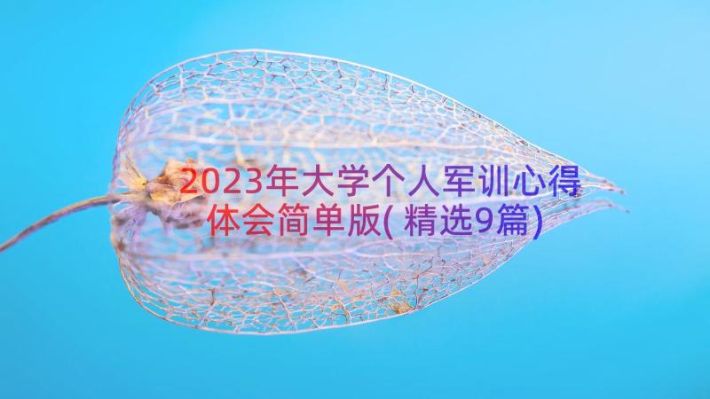 2023年大学个人军训心得体会简单版(精选9篇)