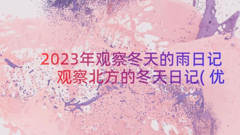 2023年观察冬天的雨日记 观察北方的冬天日记(优质8篇)