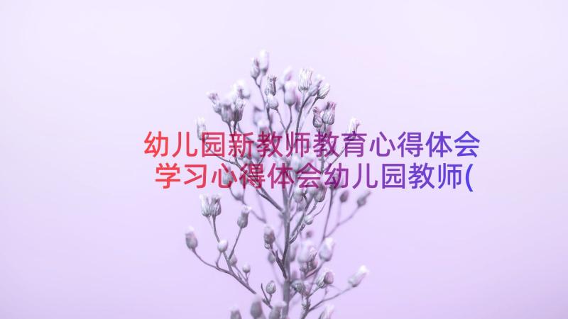 幼儿园新教师教育心得体会 学习心得体会幼儿园教师(通用17篇)