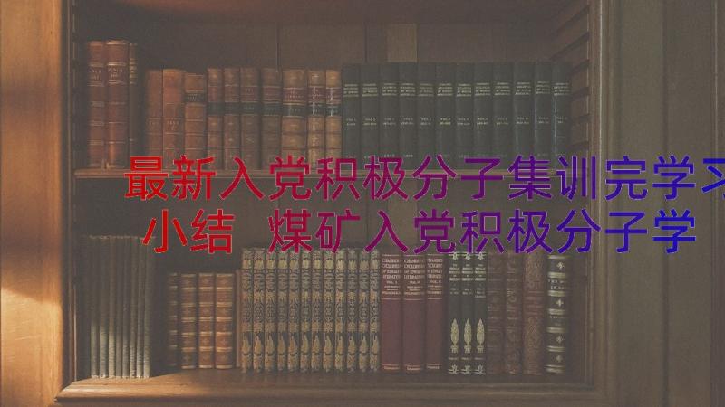 最新入党积极分子集训完学习小结 煤矿入党积极分子学习小结(通用8篇)