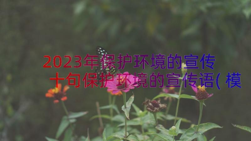 2023年保护环境的宣传 十句保护环境的宣传语(模板8篇)