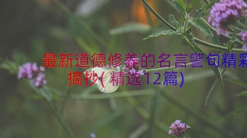 最新道德修养的名言警句精彩摘抄(精选12篇)