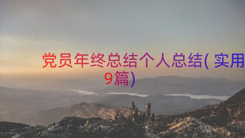 党员年终总结个人总结(实用9篇)