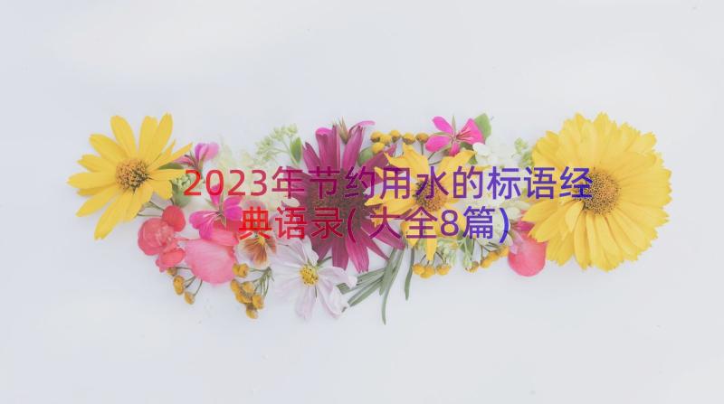 2023年节约用水的标语经典语录(大全8篇)