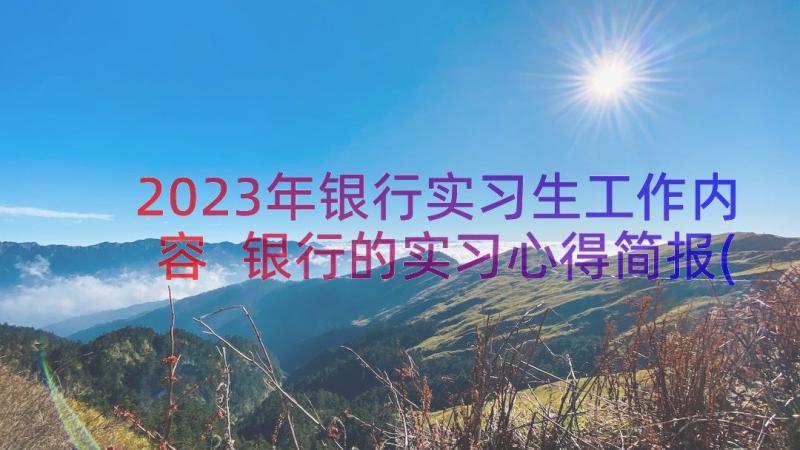 2023年银行实习生工作内容 银行的实习心得简报(精选8篇)