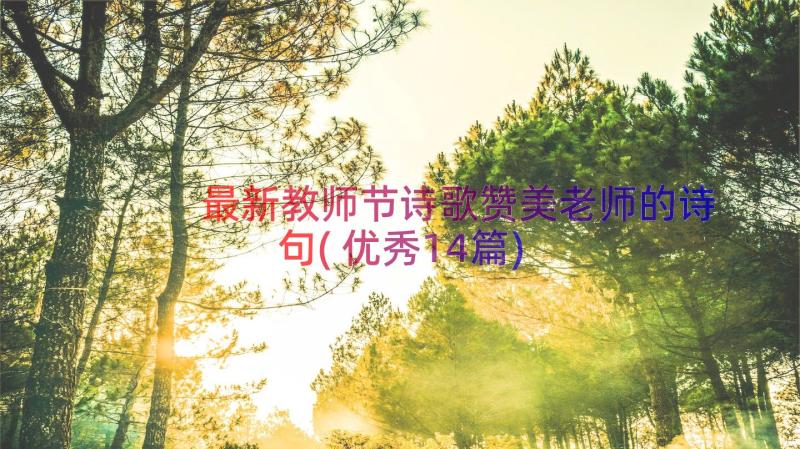 最新教师节诗歌赞美老师的诗句(优秀14篇)