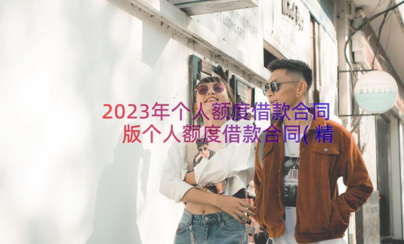 2023年个人额度借款合同 版个人额度借款合同(精选8篇)