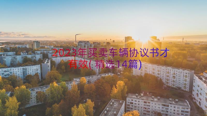 2023年买卖车辆协议书才有效(精选14篇)