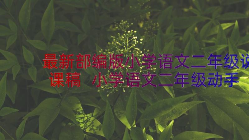 最新部编版小学语文二年级说课稿 小学语文二年级动手做做看说课稿(优质12篇)