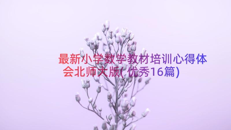 最新小学数学教材培训心得体会北师大版(优秀16篇)