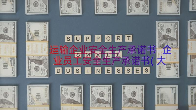 运输企业安全生产承诺书 企业员工安全生产承诺书(大全8篇)