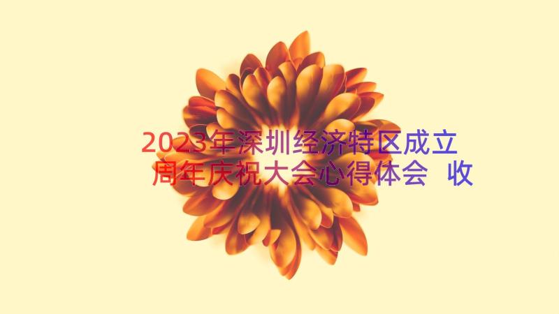 2023年深圳经济特区成立周年庆祝大会心得体会 收看深圳经济特区建立周年庆祝大会感想(实用8篇)