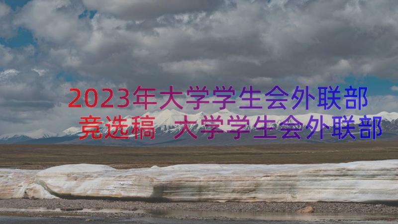 2023年大学学生会外联部竞选稿 大学学生会外联部部长竞选演讲稿(精选8篇)