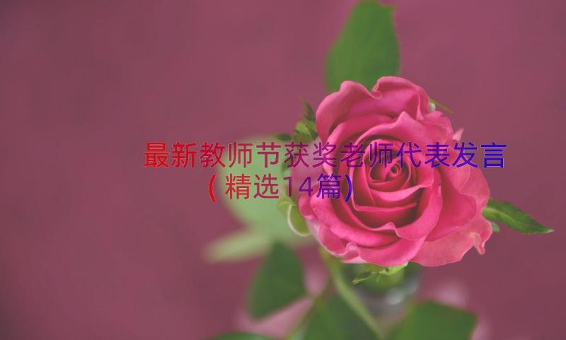 最新教师节获奖老师代表发言(精选14篇)