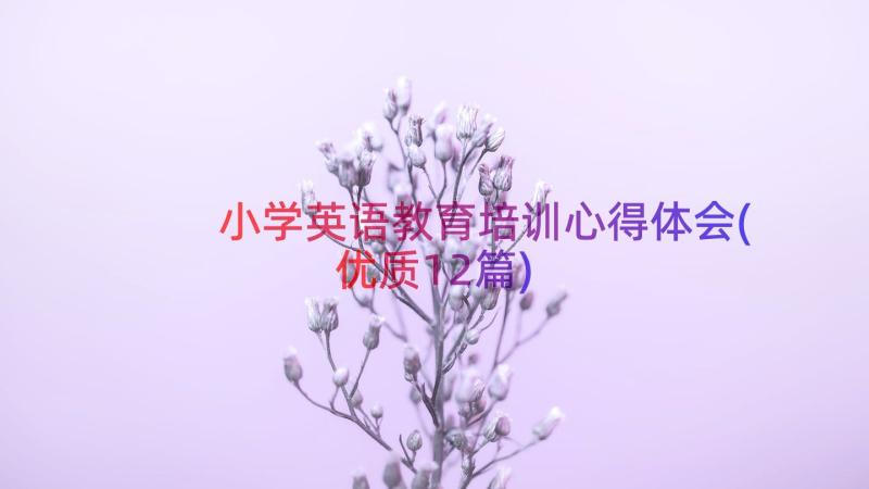 小学英语教育培训心得体会(优质12篇)