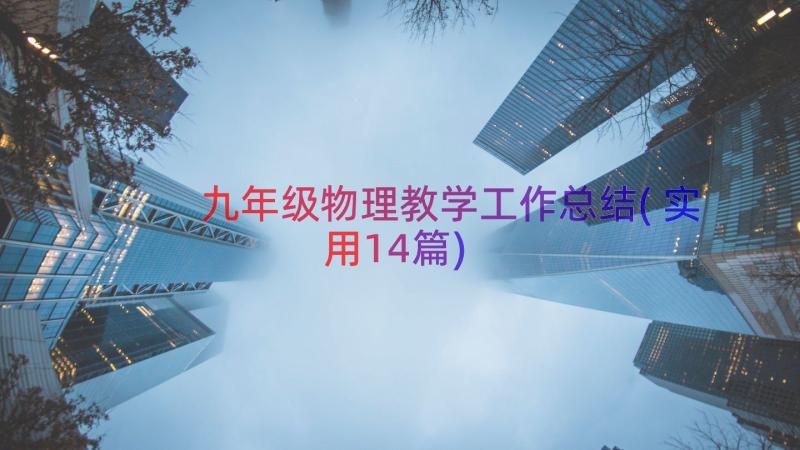 九年级物理教学工作总结(实用14篇)