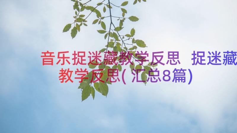 音乐捉迷藏教学反思 捉迷藏教学反思(汇总8篇)