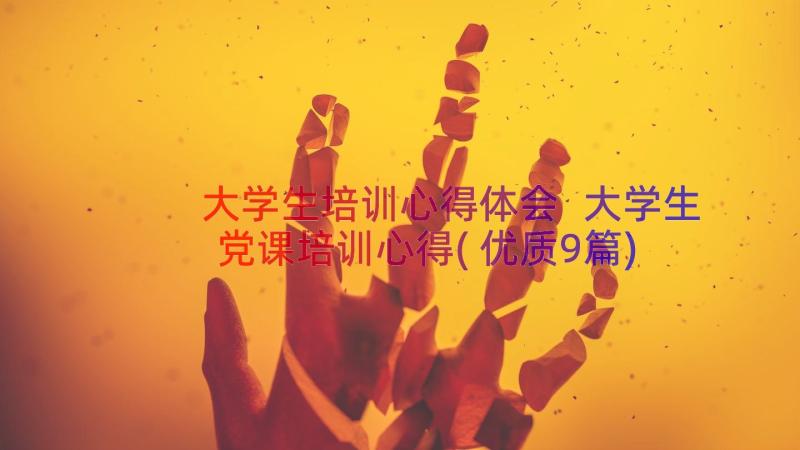 大学生培训心得体会 大学生党课培训心得(优质9篇)