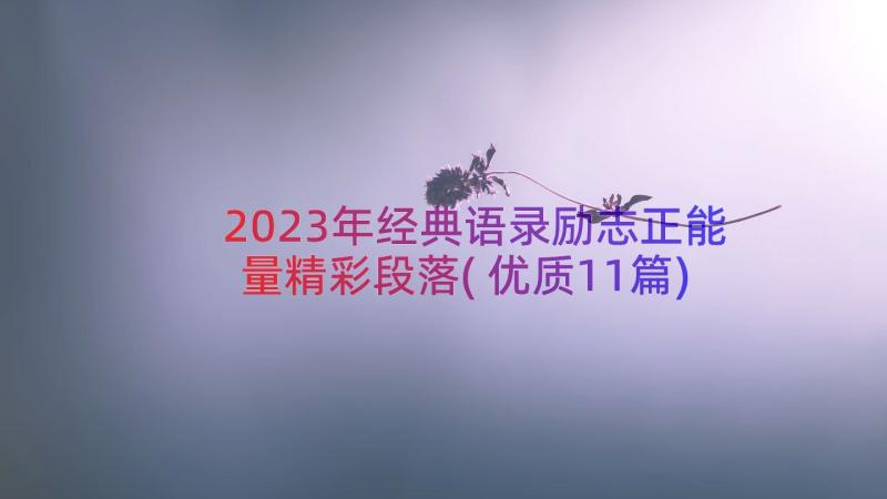 2023年经典语录励志正能量精彩段落(优质11篇)