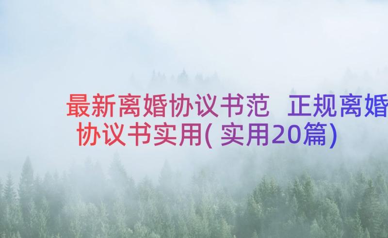 最新离婚协议书范 正规离婚协议书实用(实用20篇)