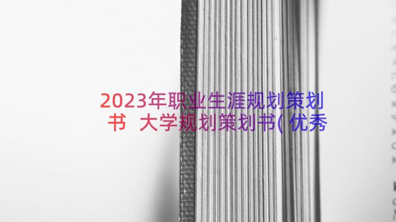 2023年职业生涯规划策划书 大学规划策划书(优秀13篇)
