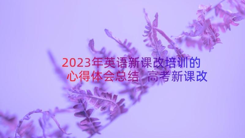 2023年英语新课改培训的心得体会总结 高考新课改培训心得体会(优质9篇)