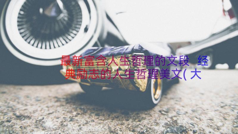 最新富含人生哲理的文段 经典励志的人生哲理美文(大全6篇)