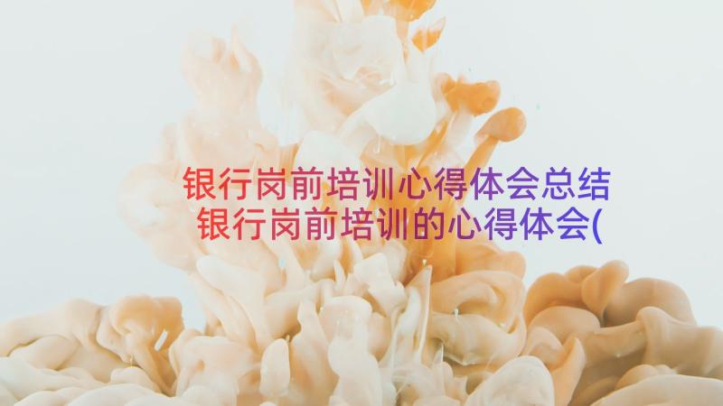 银行岗前培训心得体会总结 银行岗前培训的心得体会(汇总18篇)