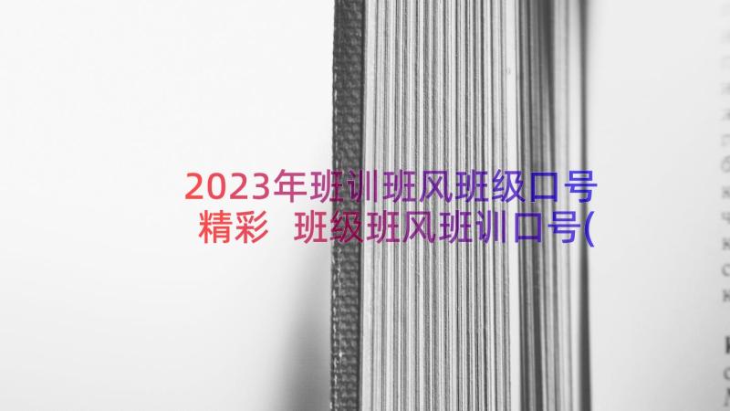 2023年班训班风班级口号精彩 班级班风班训口号(精选8篇)