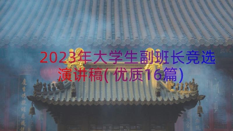 2023年大学生副班长竞选演讲稿(优质16篇)