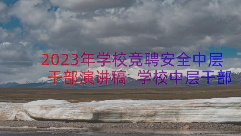 2023年学校竞聘安全中层干部演讲稿 学校中层干部竞聘演讲稿(汇总8篇)