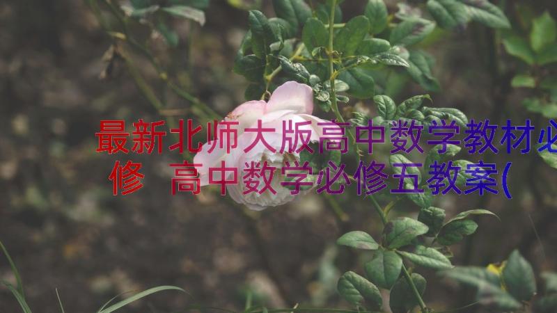 最新北师大版高中数学教材必修 高中数学必修五教案(汇总8篇)