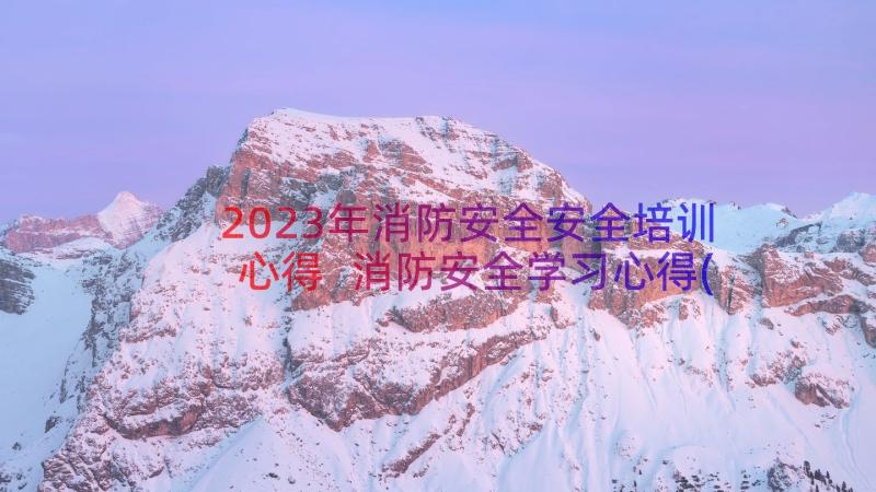 2023年消防安全安全培训心得 消防安全学习心得(优质16篇)