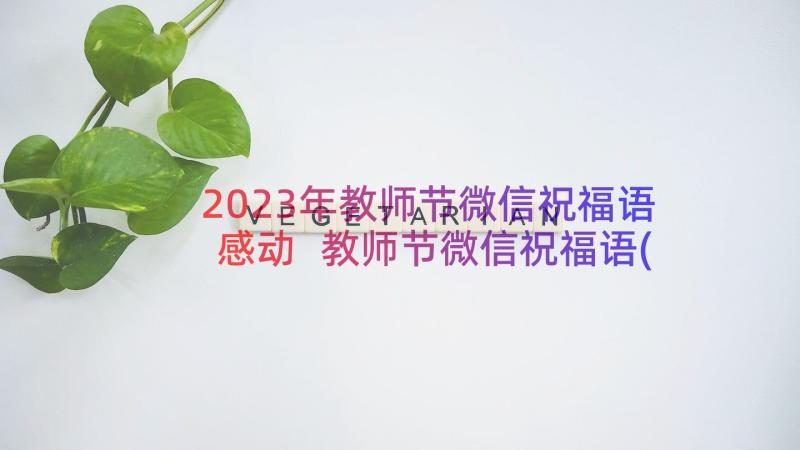 2023年教师节微信祝福语感动 教师节微信祝福语(大全17篇)