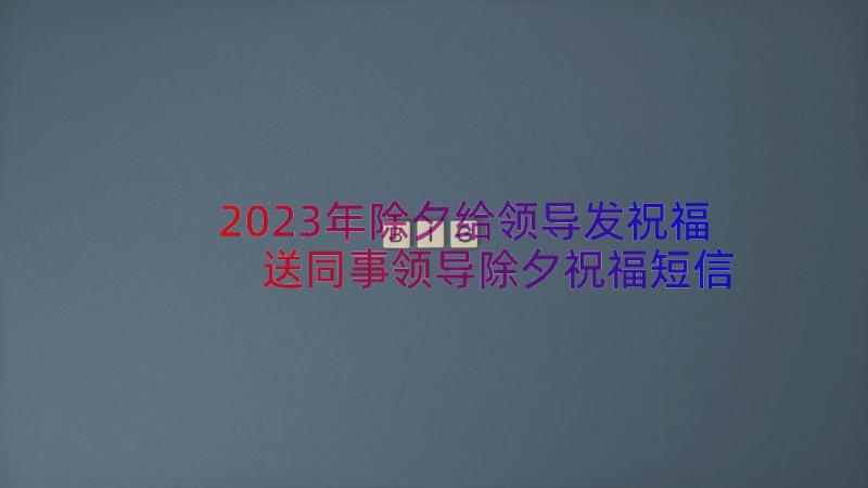 2023年除夕给领导发祝福 送同事领导除夕祝福短信(通用8篇)
