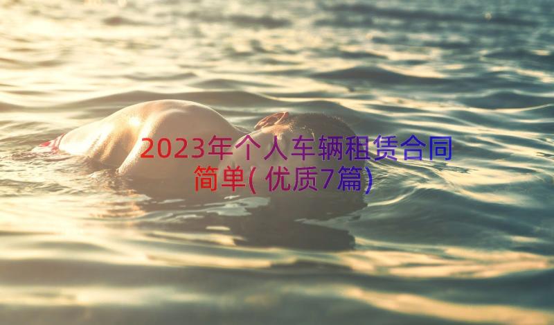 2023年个人车辆租赁合同简单(优质7篇)