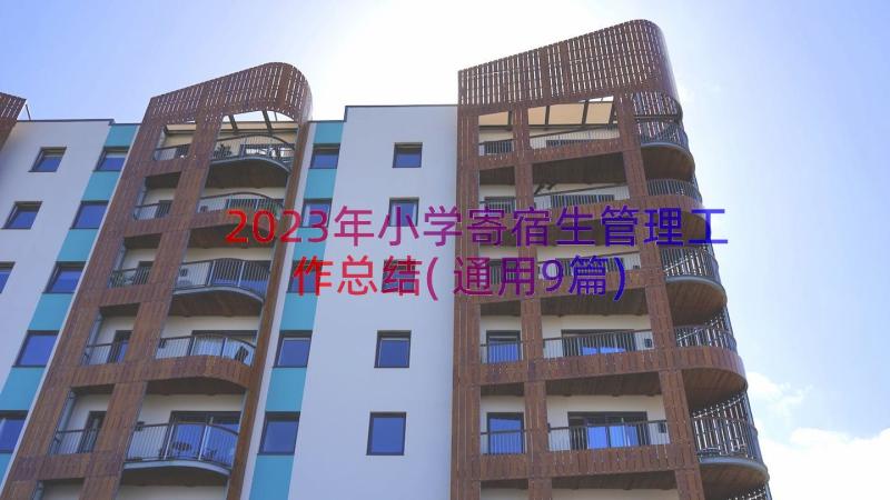 2023年小学寄宿生管理工作总结(通用9篇)