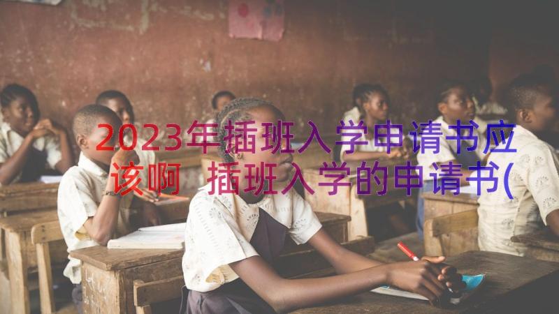 2023年插班入学申请书应该啊 插班入学的申请书(精选19篇)