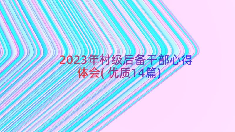 2023年村级后备干部心得体会(优质14篇)