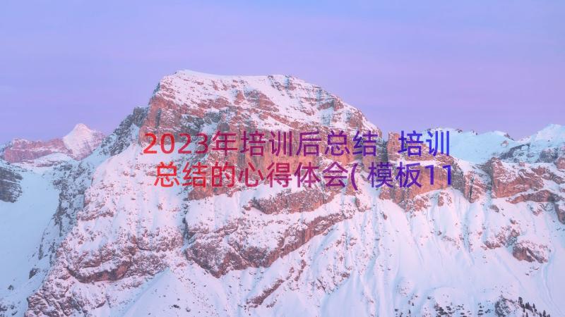 2023年培训后总结 培训总结的心得体会(模板11篇)