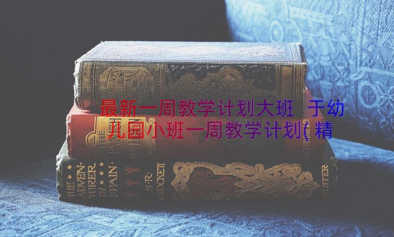 最新一周教学计划大班 于幼儿园小班一周教学计划(精选8篇)