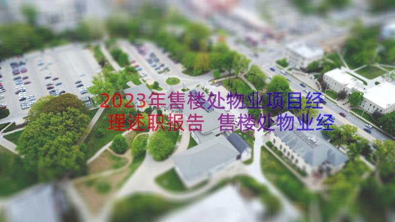 2023年售楼处物业项目经理述职报告 售楼处物业经理年终总结(通用14篇)