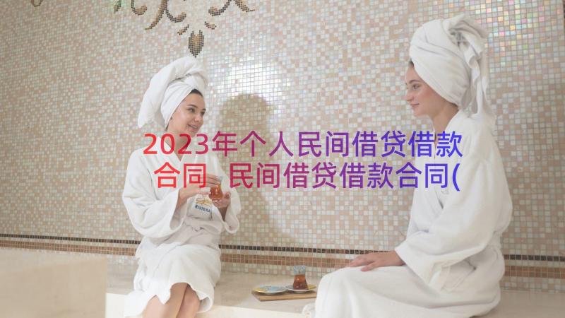 2023年个人民间借贷借款合同 民间借贷借款合同(模板20篇)