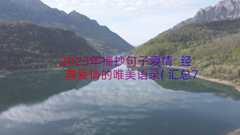 2023年摘抄句子爱情 经典爱情的唯美语录(汇总7篇)