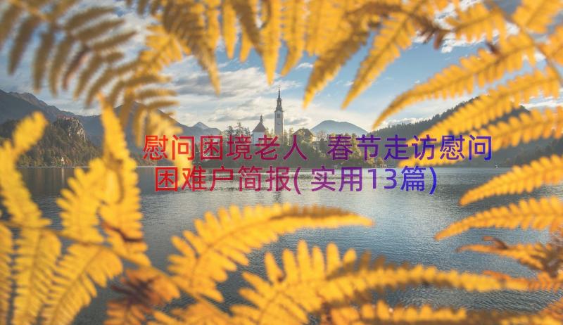 慰问困境老人 春节走访慰问困难户简报(实用13篇)