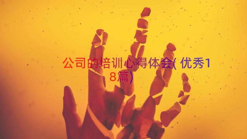 公司的培训心得体会(优秀18篇)