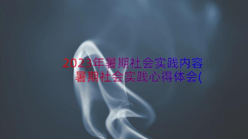 2023年暑期社会实践内容 暑期社会实践心得体会(汇总8篇)