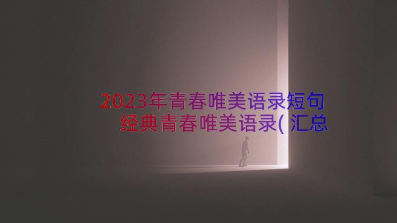 2023年青春唯美语录短句 经典青春唯美语录(汇总8篇)